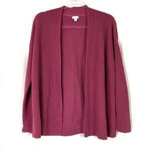 J.Jill | Deep Watermelon Pink Waffle Knit Open Front Cardigan Womens M Petite